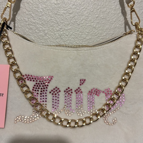 Juicy Couture Y2K Style Shoulder Bag with Gold Chain and Rinhstones - Picture 6 of 9